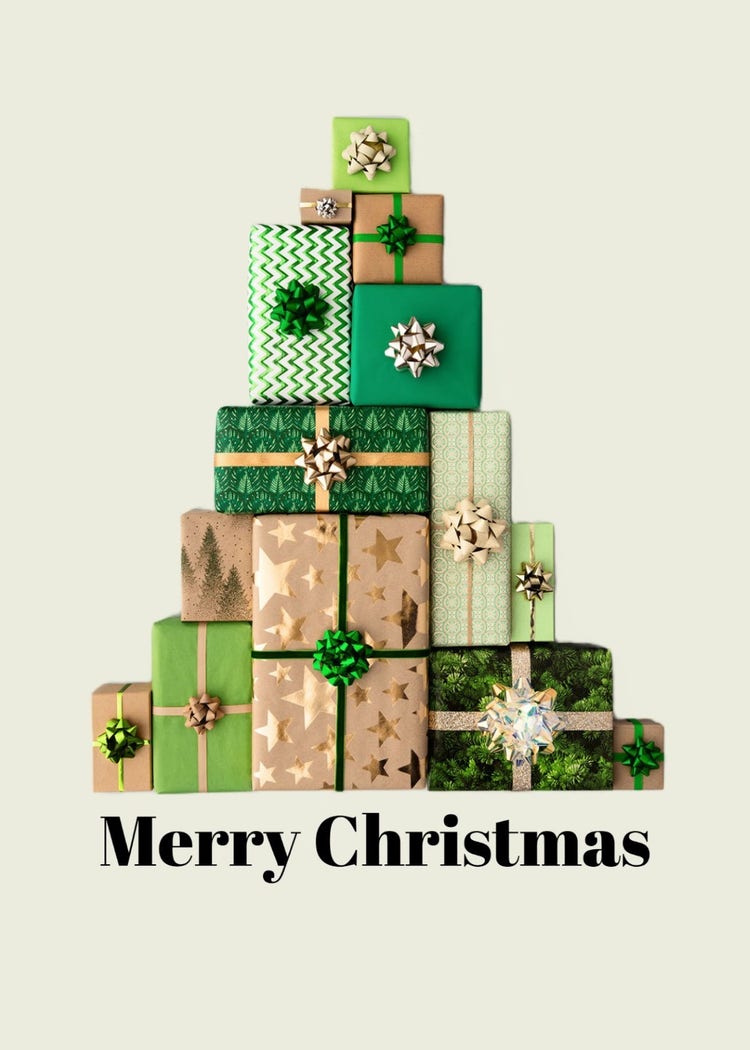 Black & Green Gifts Merry Christmas Greeting Card