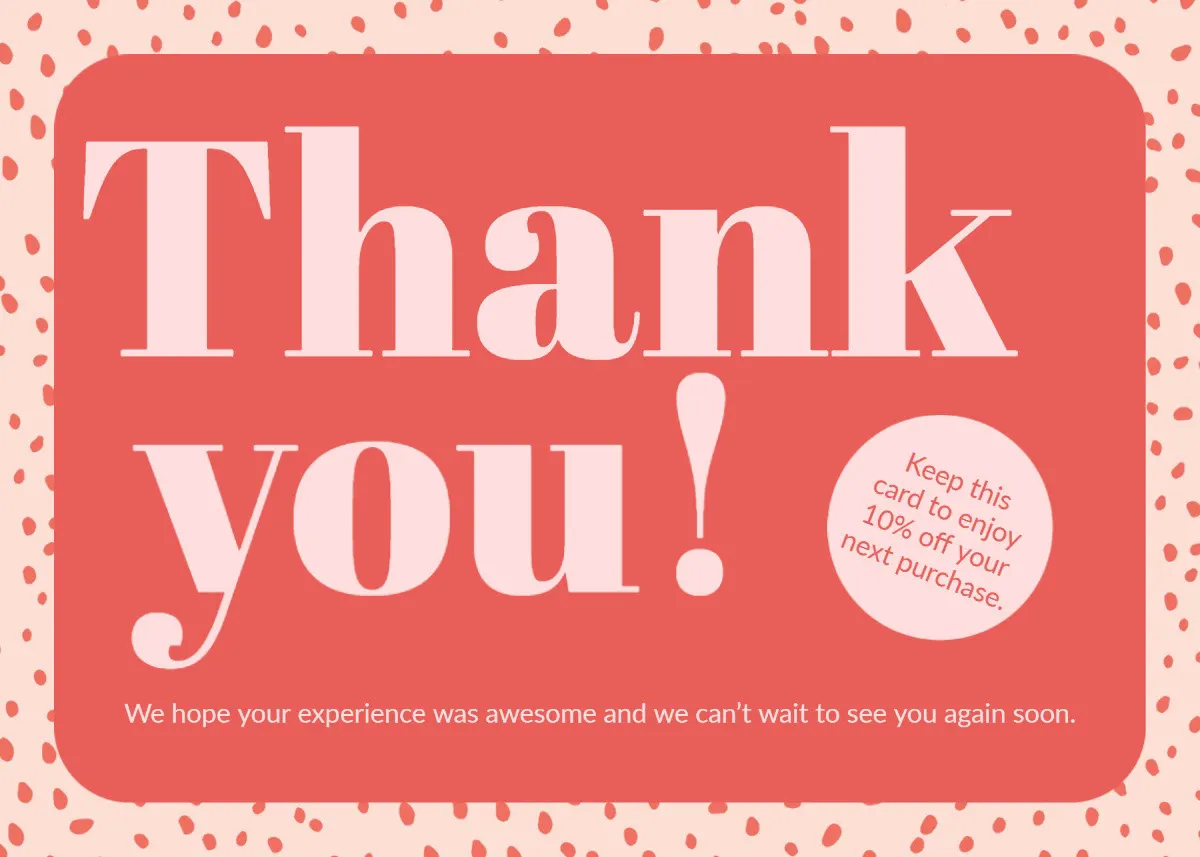 Pink Patterned Thank You For Your Business Card