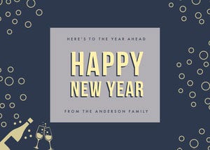 Navy Blue and White Happy New Year Card Happy New Year Card