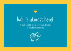Yellow and Blue Illustrated Pregnancy Congratulations Card Congratulations Card