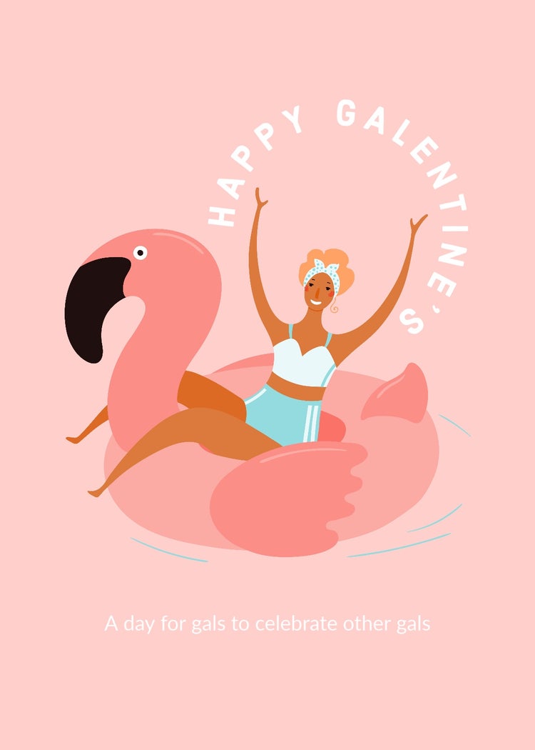 Pink White Happy Galentines Day Card