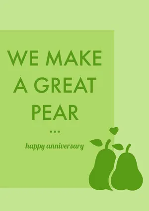 Green Pear Pun Happy Marriage Anniversary Card Anniversary Card