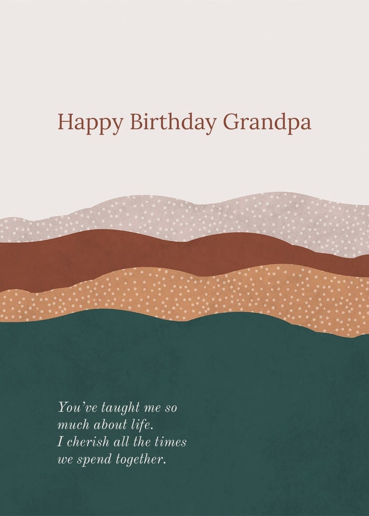 Green Grey Landscape Happy Birthday Grandpa Card