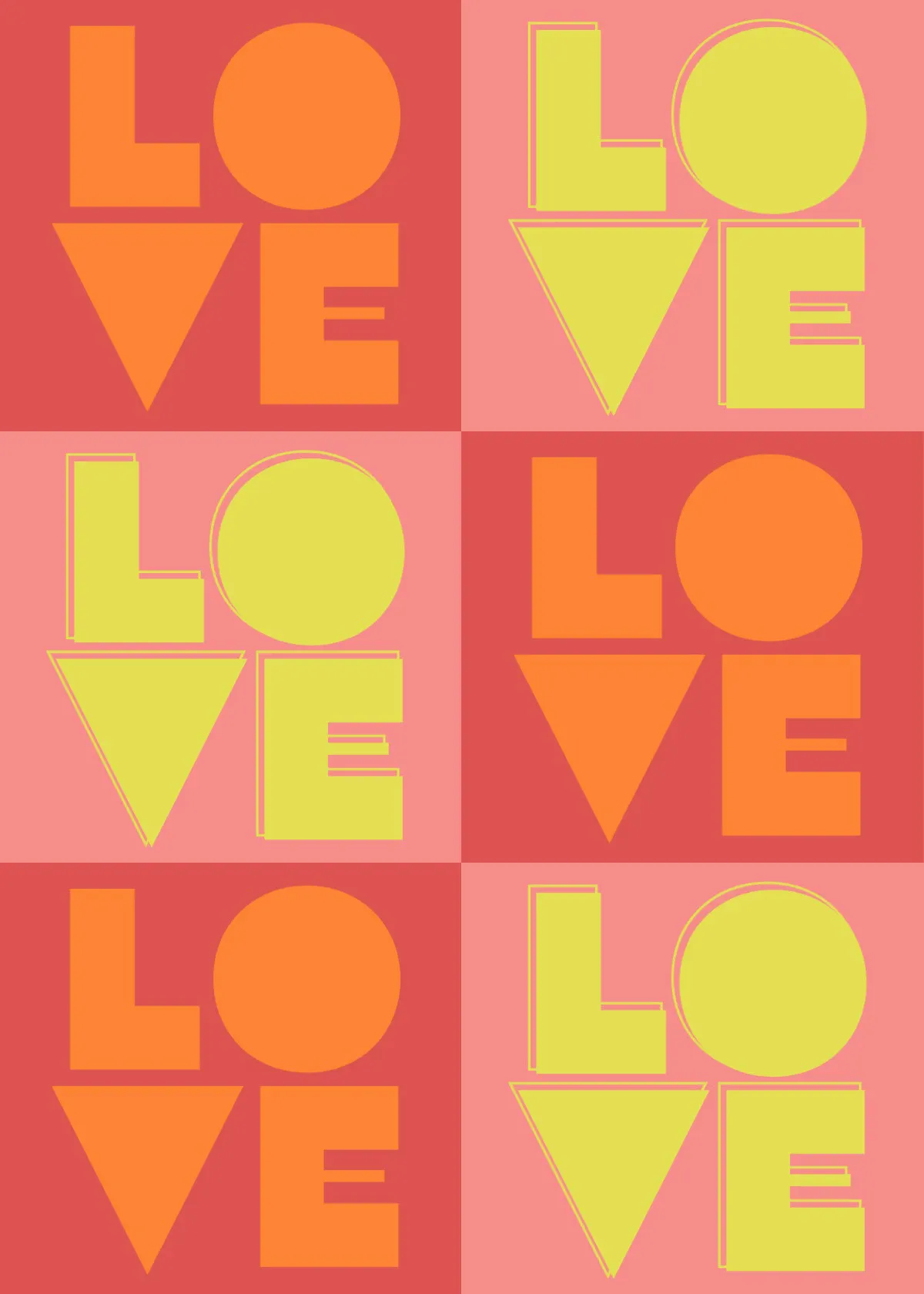 Red, Orange & Yellow Love Greeting Card