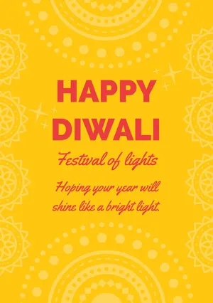 Yellow and Red, Light, Bright Toned, Diwali Card  Diwali