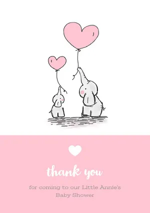Pink and White Thank You Card Baby Shower Card