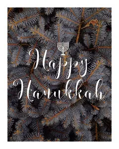 White and Grey Hanukkah Whishes Card Instagram Portrait Hanukkah
