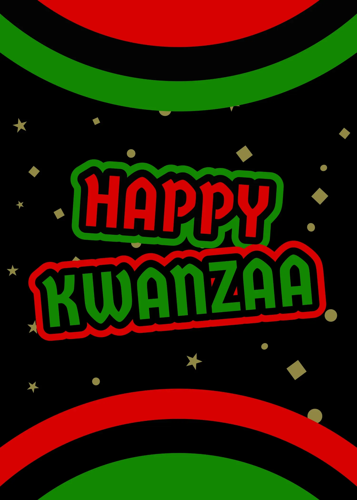 Red And Green Happy Kwanzaa Card Portrait