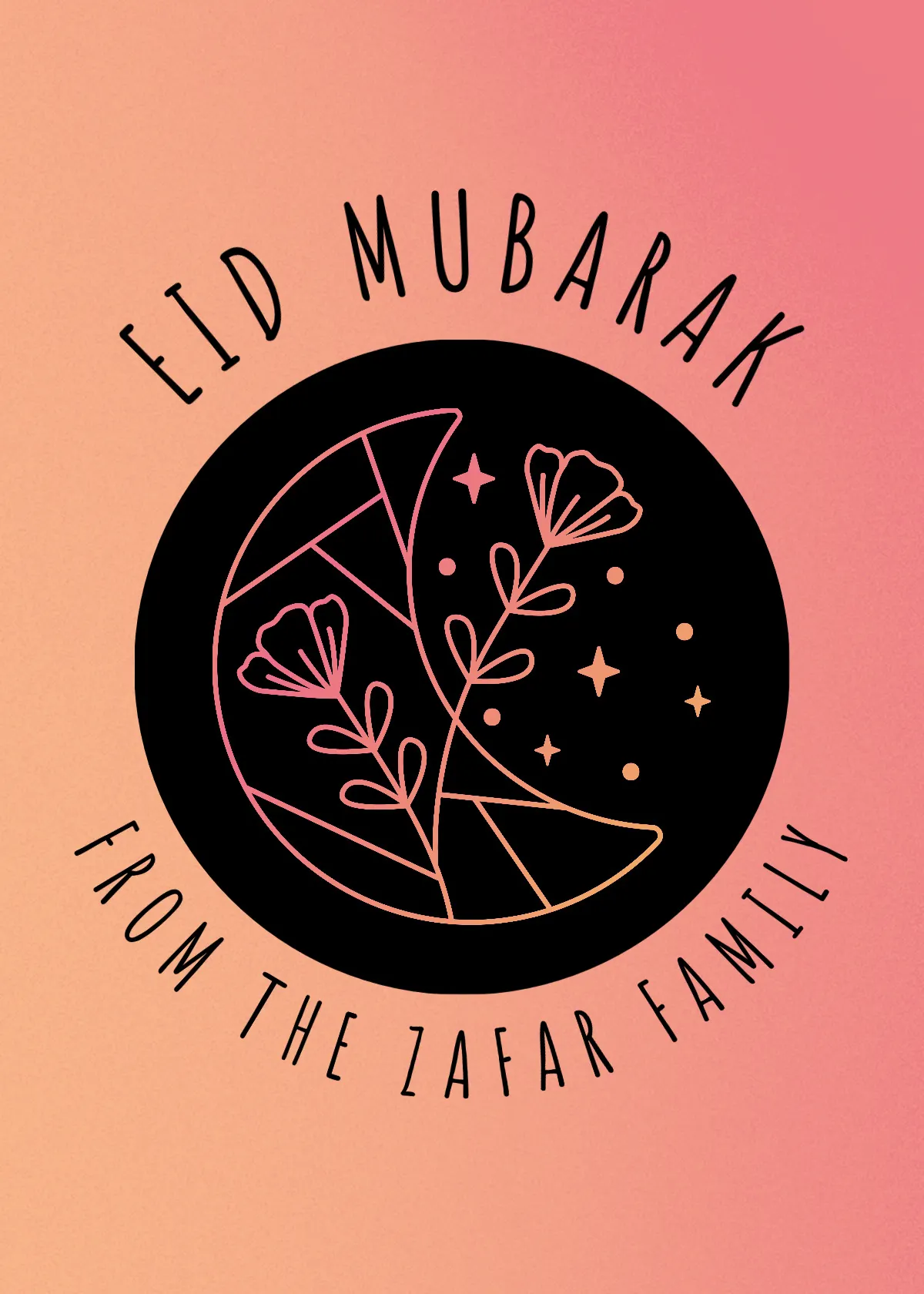 Pink And Black Moon Happy Eid Card