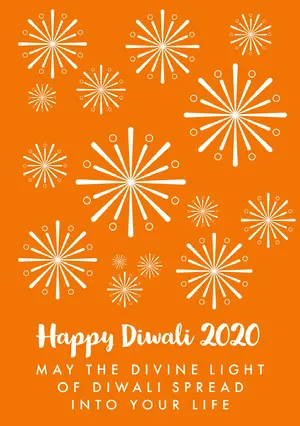 Orange and White, Light Toned, Diwali Wishes Card Diwali