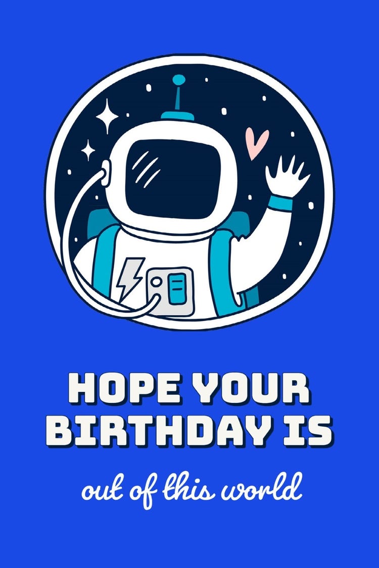 Blue Bold Fun Astronaut Greeting Card