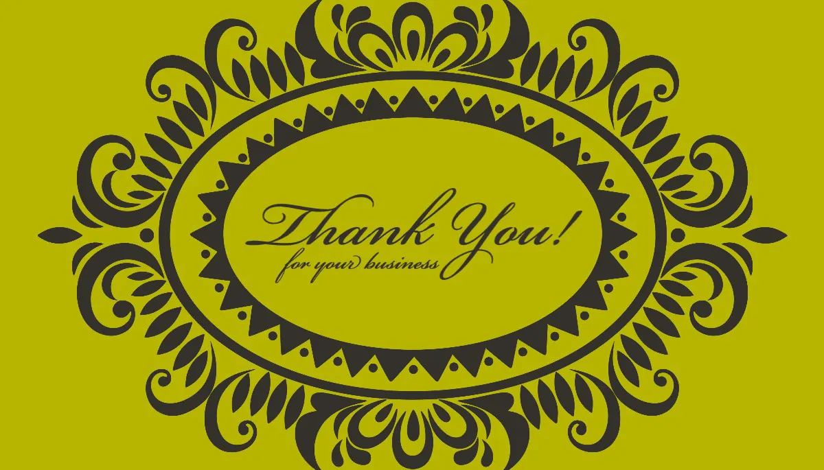 Green Ornate Thank You For Your Business Card