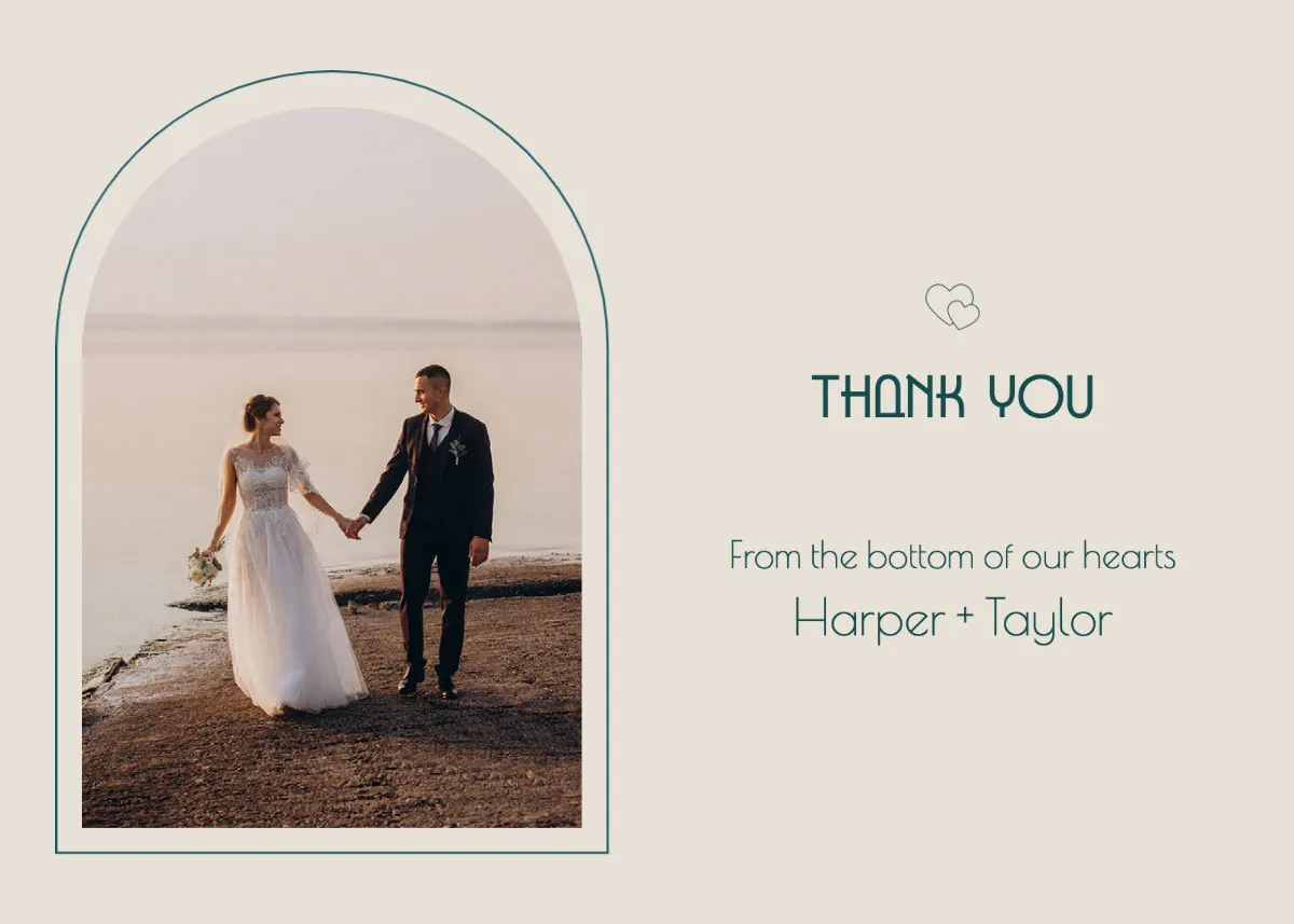 Beige Arch Wedding Thank You Card