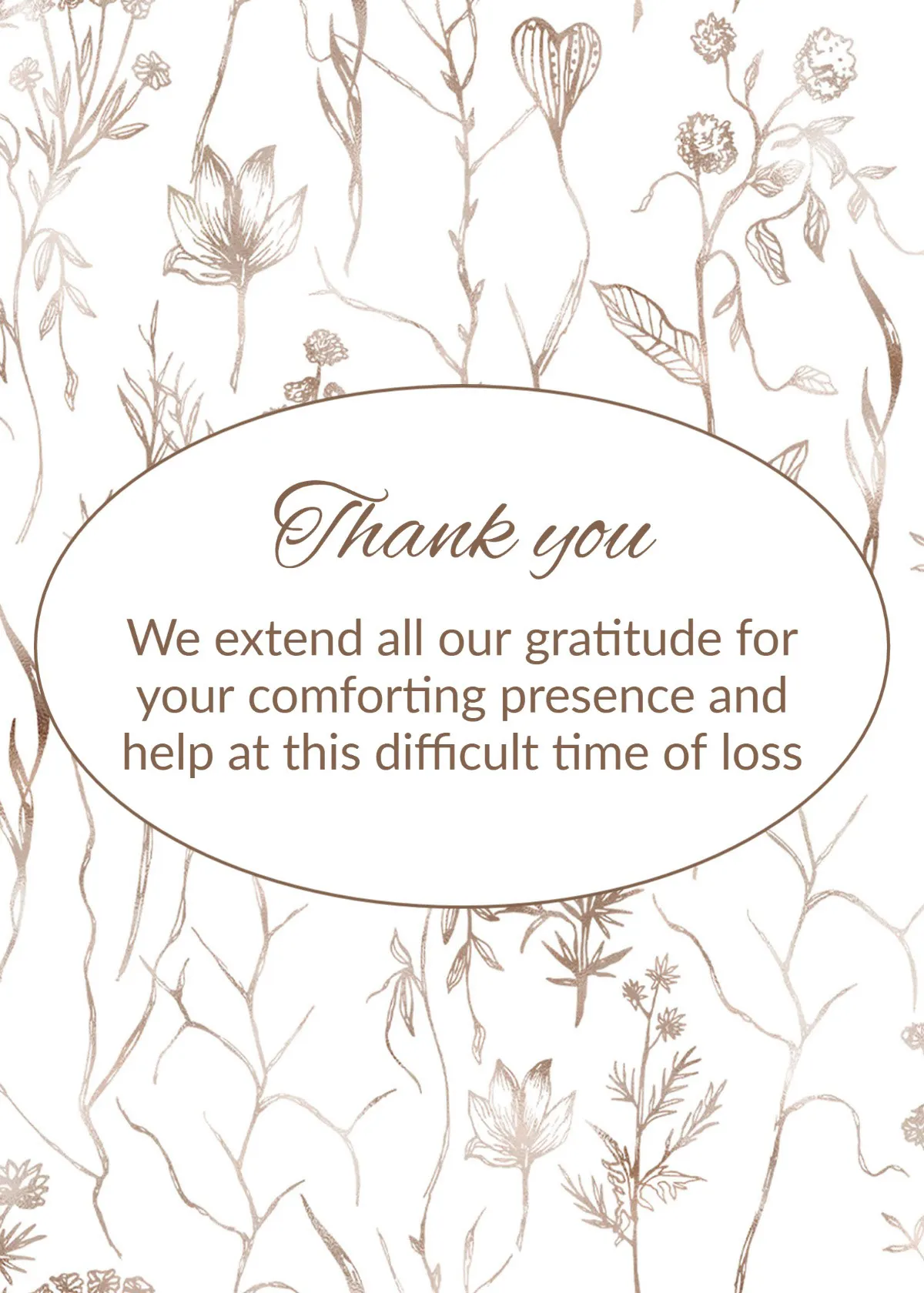White And Gold Floral  Funeral Thank You Card