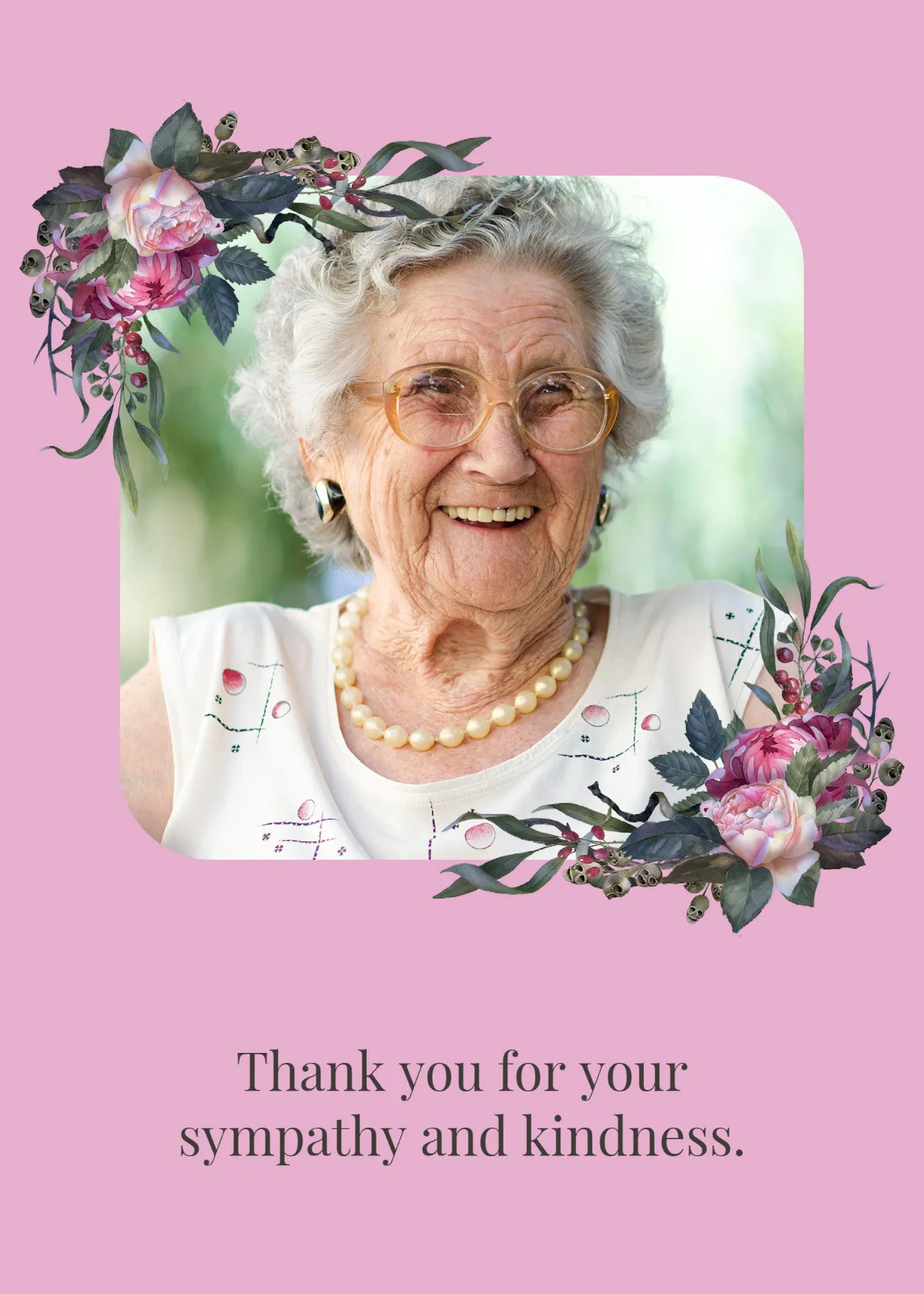 Pink Funeral Thank You Card