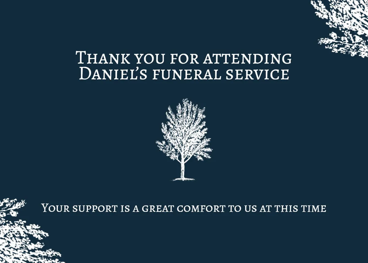 Navy and White Funeral Thank You Card