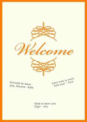 orange traditional group welcome card Group Welcome Card