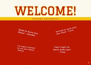 red collegiate group welcome card Group Welcome Card