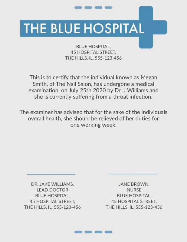 Blue, Light Tonened Medical Document Certificate 