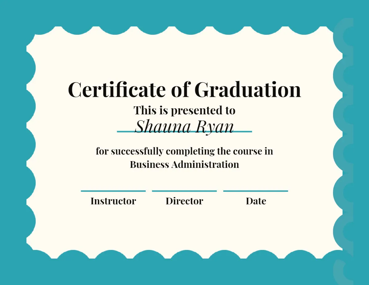 Blue & Cream Wave Frame Business Certificate of Diploma