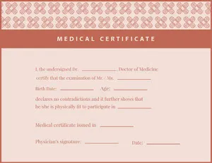 Pink Medical Certificate  Medical Certificate