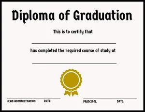 School Graduation Diploma with Ribbon Diploma Certificate