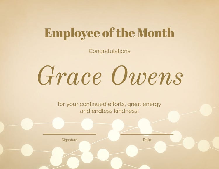 ITERATION Gold & Brown Gradient Employee Of The Month Certificate
