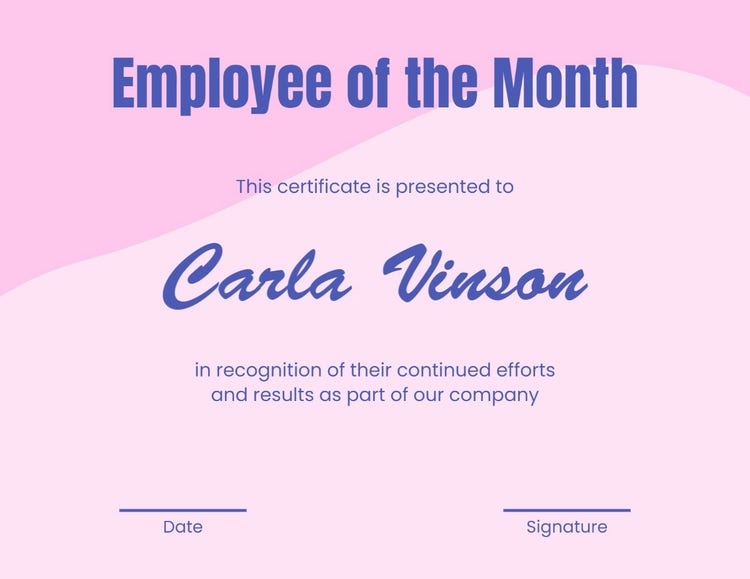 Pink And Blue Bold Certificate Of Award