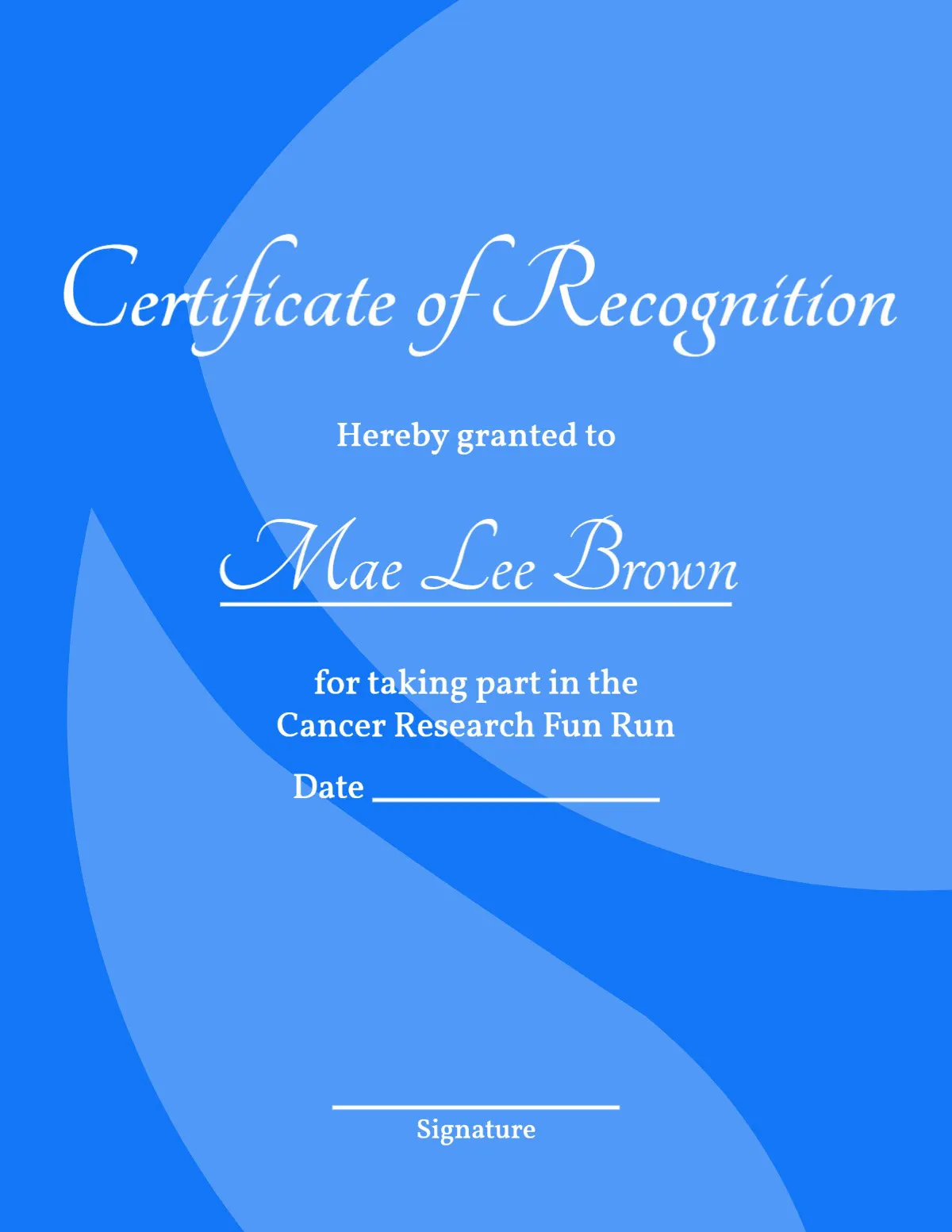 Blue Shape Certificate Of Recognition