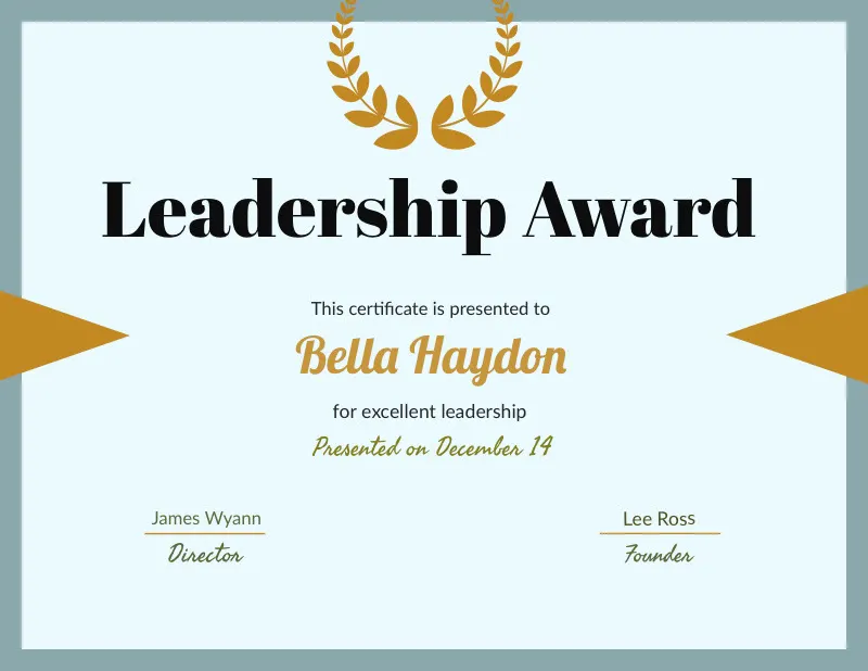 Blue and Black Leadership Award Certificate  