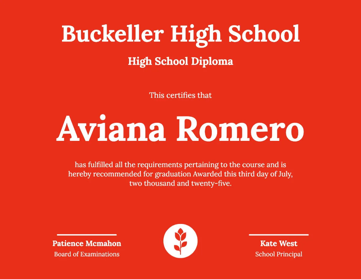 Red White Bold Certificate Of Diploma