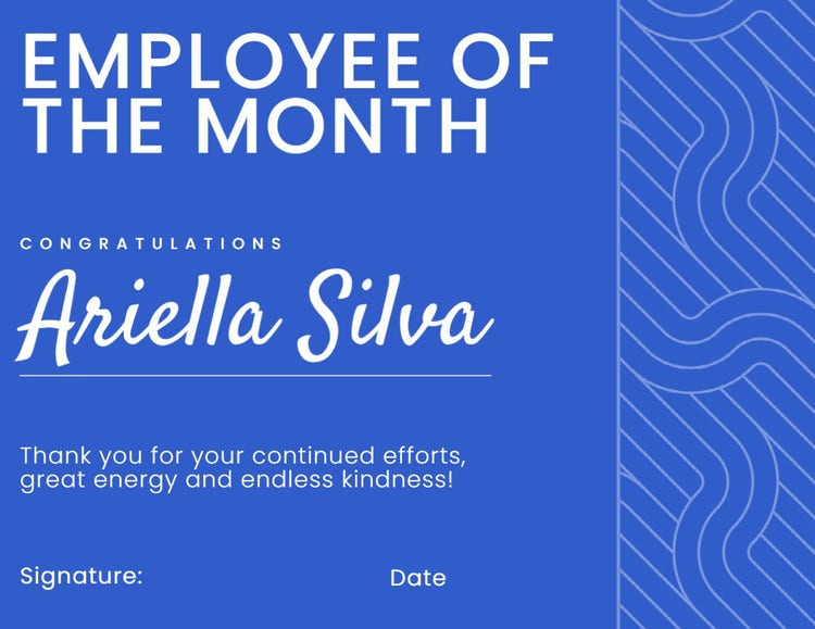 Blue White Employee Of The Month Certificate