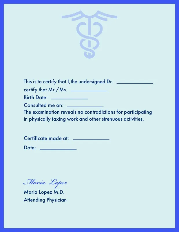 Blue Medical Certificate