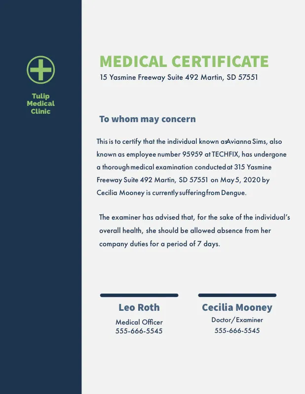 White and Blue Medical Certificate