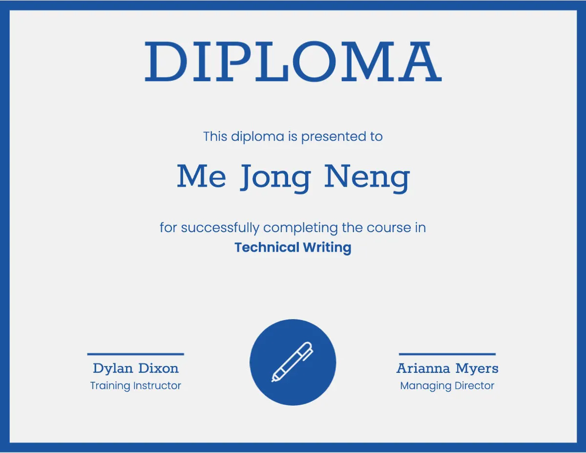 Gray And Blue Minimal Certificate of Diploma