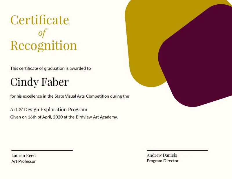 Gold Geometric Competition Recognition Certificate