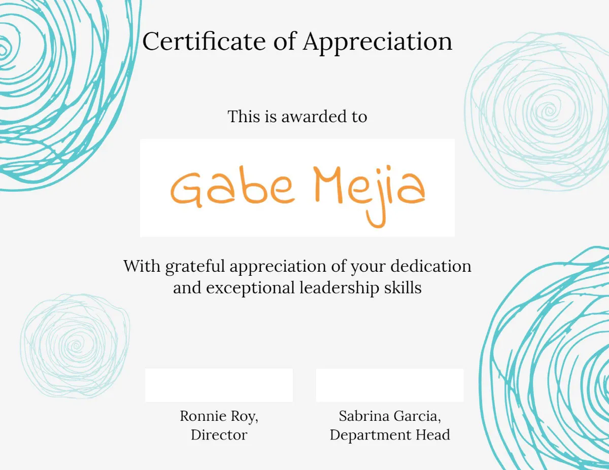 Blue & Grey Doodle Shapes Appreciation Certificate