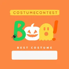 Orange and Yellow Boo Costume Halloween Party Costume Card Halloween Costume Contest Card