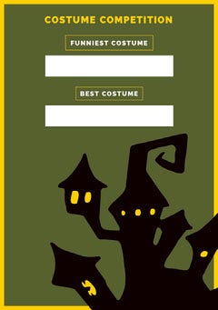 Green Haunted House Halloween Party Costume Card Halloween Costume Contest Card