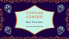 Purple Sugar Skulls Halloween Party Costume Card Halloween Costume Contest Card