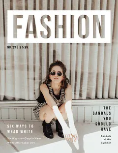 White and Grey Fashion Magazine Cover Fashion Magazines Cover