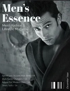 Black and White Handsome Man Magazine Cover Fashion Magazines Cover