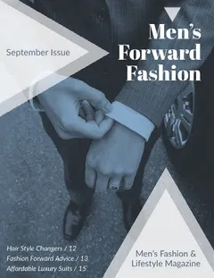 Black and White Men’s Forward Fashion Magazine Cover Fashion Magazines Cover
