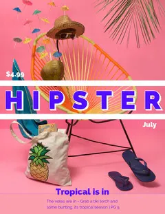 Pink Hipster Lifestyle Magazine Cover Fashion Magazines Cover
