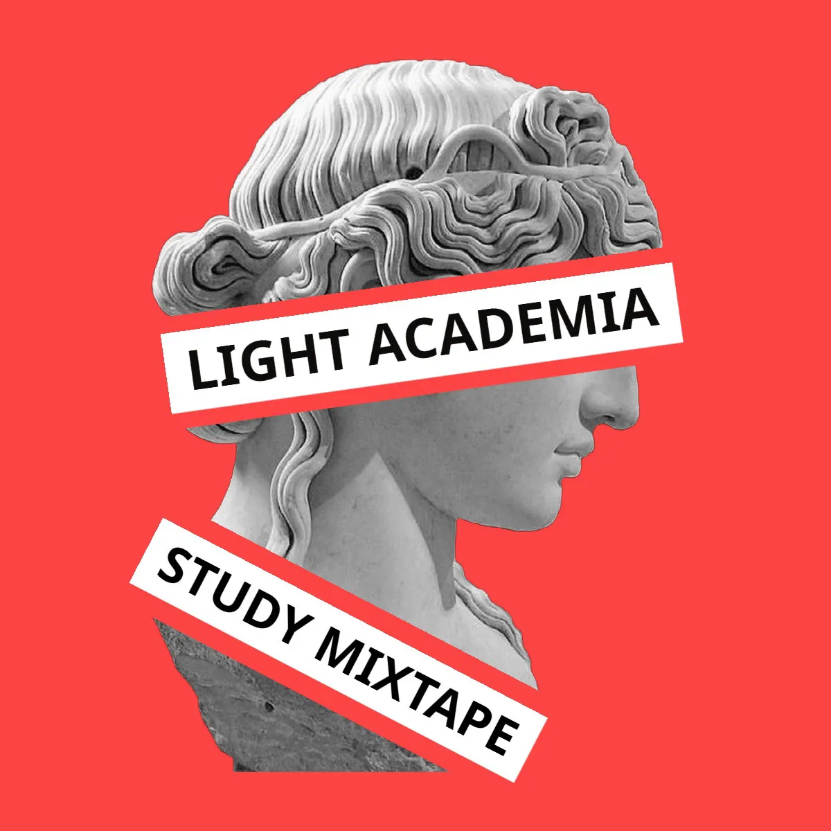 White & Red Modern Statue Collage Study Mixtape Cover