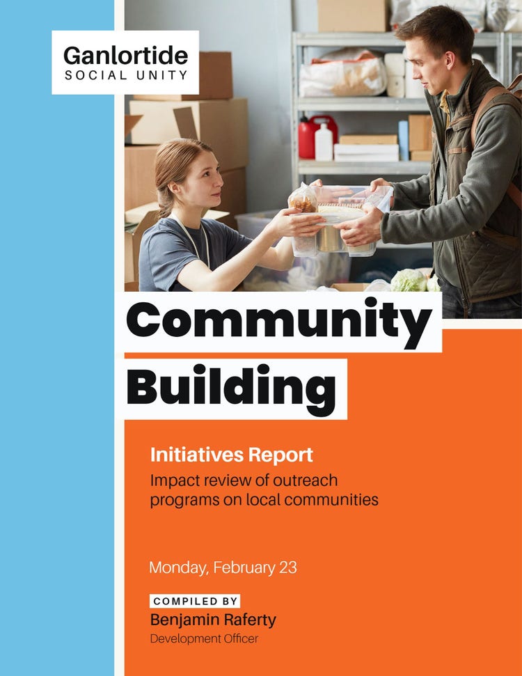Blue, Orange & White Community Initiatives Title Page