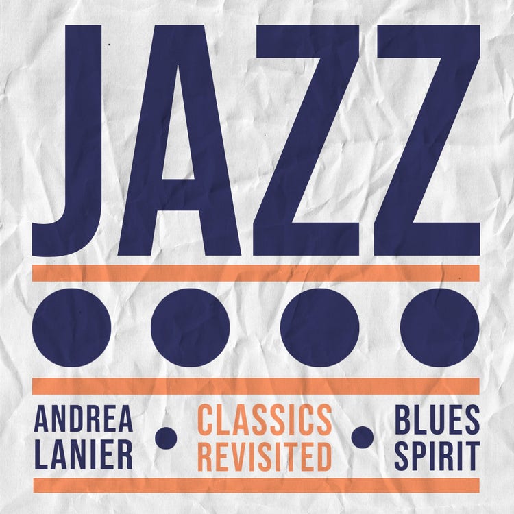 Paper Textured Navy and Orange Typography Jazz Album Cover