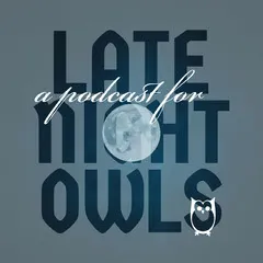 Blue and White Night Owl Podcast Soundcloud Track Graphic Podcast