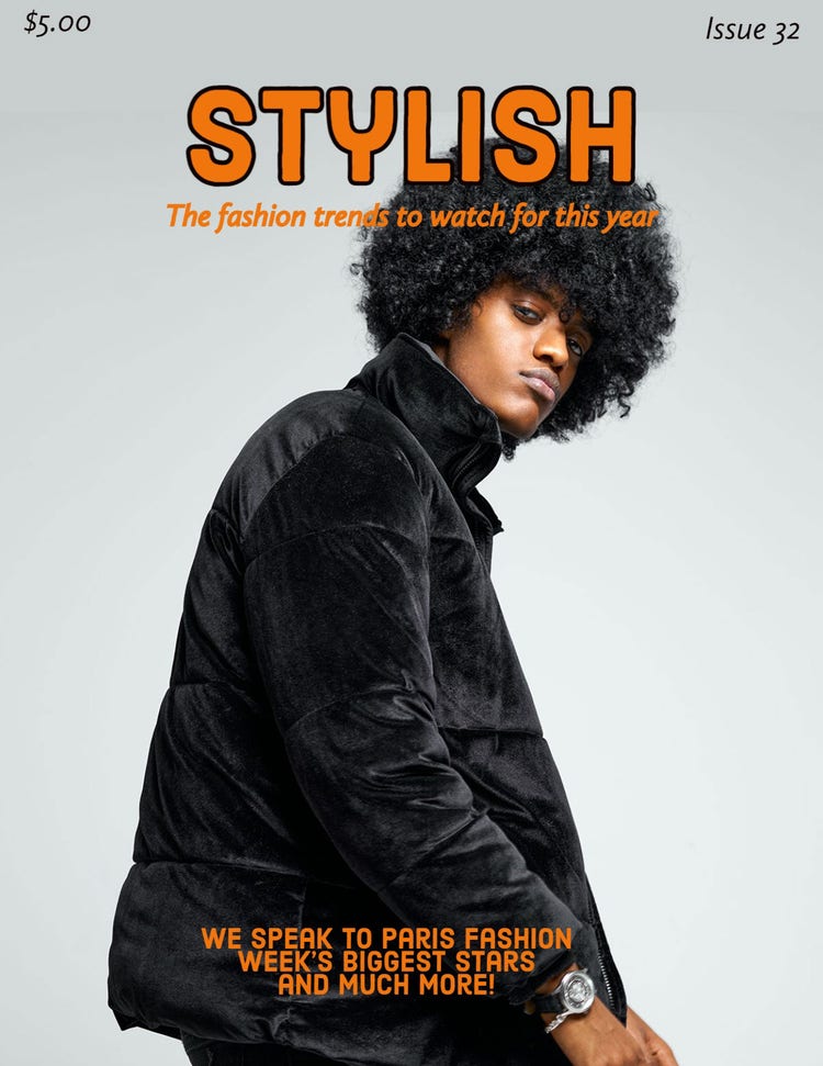 Iteration Orange and Gray Fashion Magazine Cover