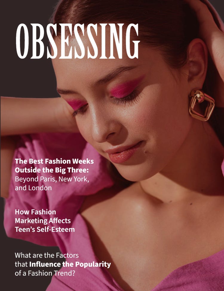 White, Grey and Pink Fashion Magazine Cover